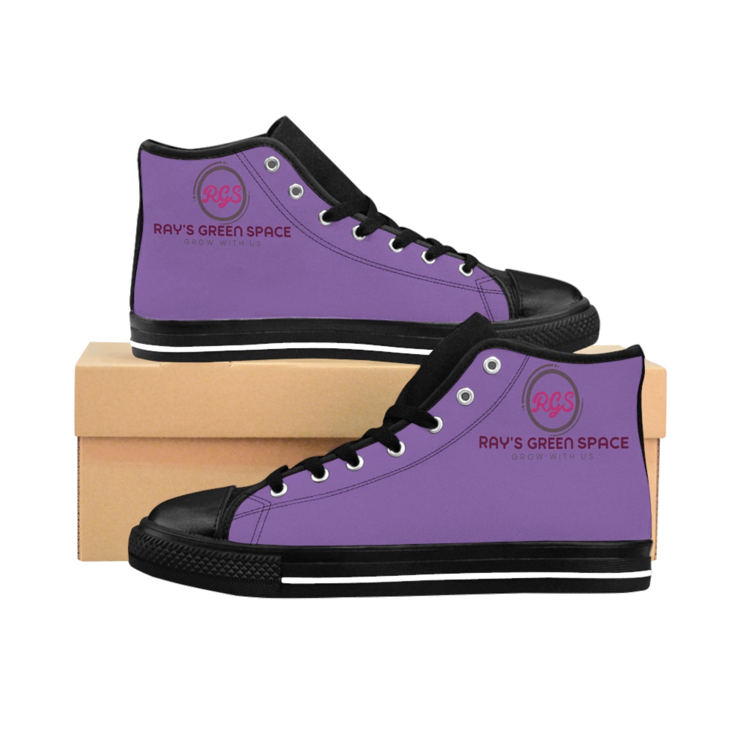 Sneakers - Women's Gardening Shoes with Cat Eating Monstera Design in Purple and Black - Ray's Green Space