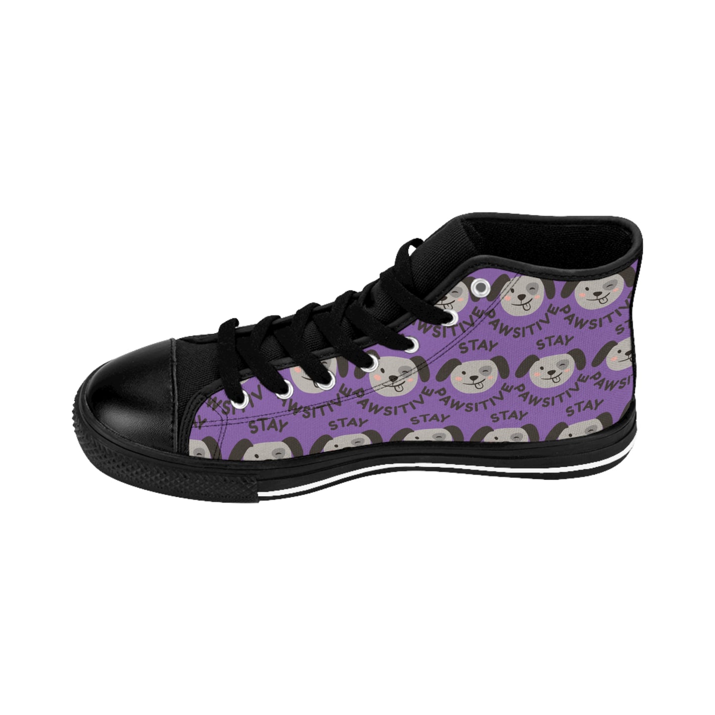 Sneakers - Women's Gardening Shoes with Cat Eating Monstera Design in Purple and Black - Ray's Green Space