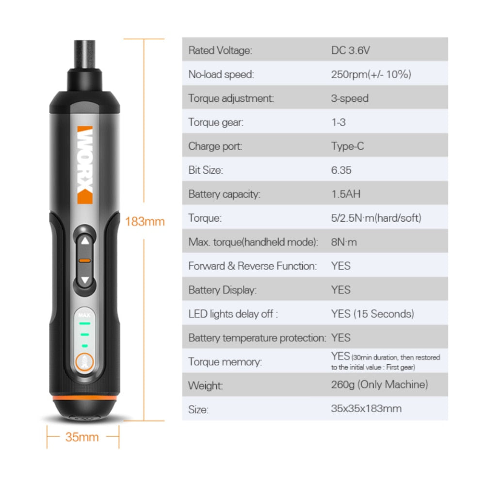 Worx WX240 Electric Screwdrivers USB Rechargeable 26 Bit Set Drill - Ray's Green Space